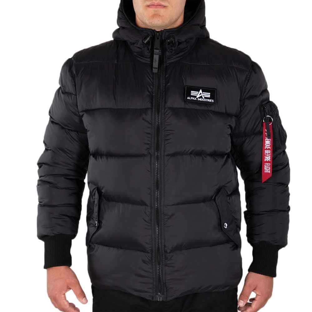 ALPHA INDUSTRIES Hooded Alpha FD Chaqueta, Negro (Black/Red-94), L para Hombre