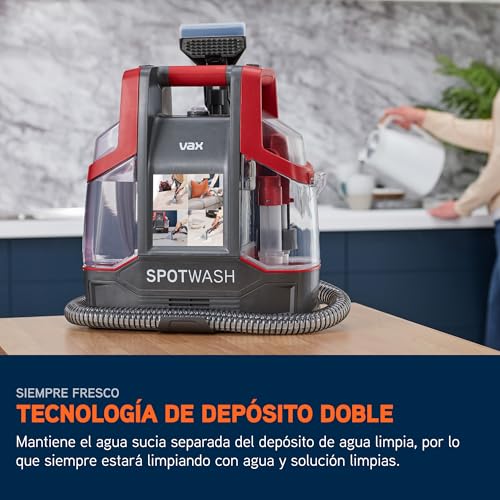 Limpiador de tapicerias quitamanchas Vax SpotWash y para alfombras y tapicerías con succión potente, secado rápido limpieza profunda diaria para escaleras, sofás, coches y suelos duros