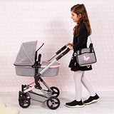 Bayer Design- Cochecito de Muñecas Neo Vario Combolso Cambiador, Convertible, Plegable, Color Vaqueros Grises, Rosa, Mariposa (18433Aa)