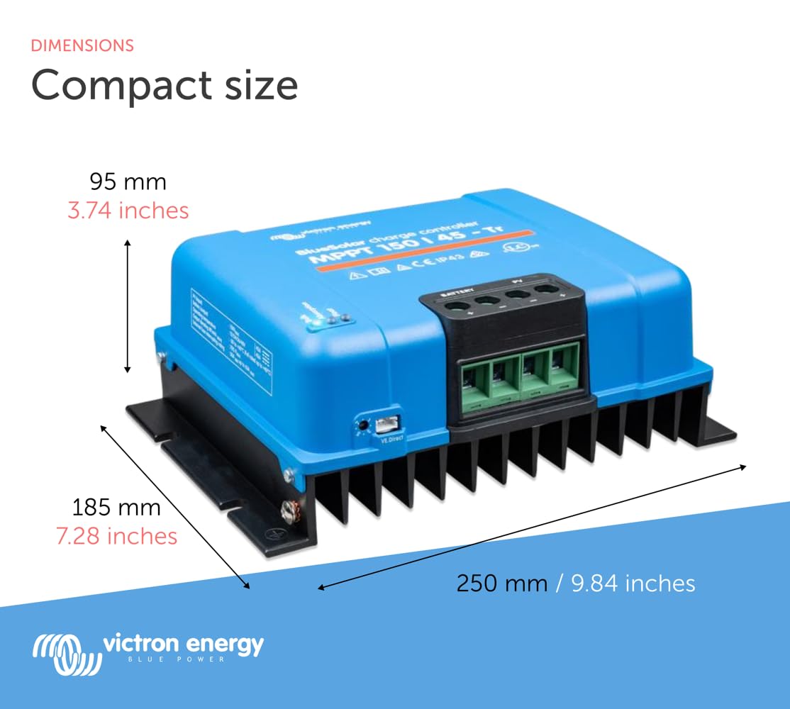 Victron Energy BlueSolar MPPT TR 150V 45amp 12/24/36/48-Volt Controlador de Carga Solar