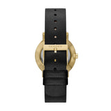 Skagen Kuppel reloj para mujer, movimiento de cuarzo con correa de acero o piel, Negro y tono dorado, 32MM