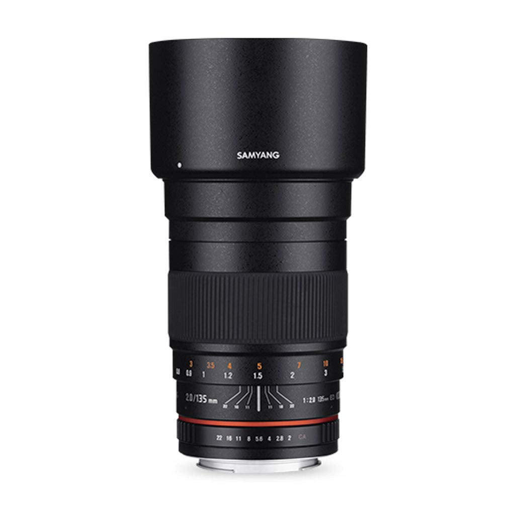 Samyang F1112209101 - Objetivo fotográfico DSLR para Micro Cuatro Tercios (Distancia Focal Fija 135mm, Apertura f/2-22 ED UMC, diámetro Filtro: 77mm), Negro