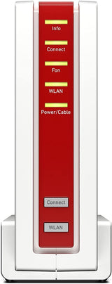 AVM ¡FRITZ! Cable Box 6690 (módem por cable DOCSIS 3.1, Wi-Fi 6 (WLAN AX) 4x4 con 4800 Mbps (5 GHz) + 1200 Mbps (2,4 GHz), 1 puerto LAN de 2,5 Gigabits, USB 3.0, DECT), blanco/rojo