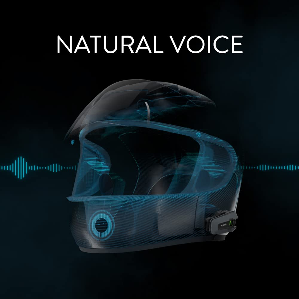 Cardo PACKTAK Edge Intercomunicador de Auriculares con Sistema de comunicación Bluetooth para Motocicleta - Paquete Doble, Negra