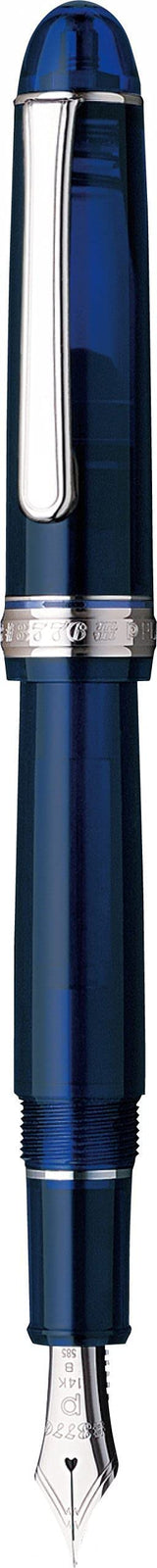 PLATINUM Pluma estilográfica japonesa #3776 Century Rhodium Chartres Blue B/Blue / 0,44-0,54 mm/Hecho a mano/Pluma de oro de 14 quilates/con caja de regalo/pluma estilográfica