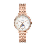 Fossil Jacqueline Reloj para Mujer, Movimiento multifunción con Correa de Acero Inoxidable o Piel, Tono Oro Rosa y Blanco, 36MM