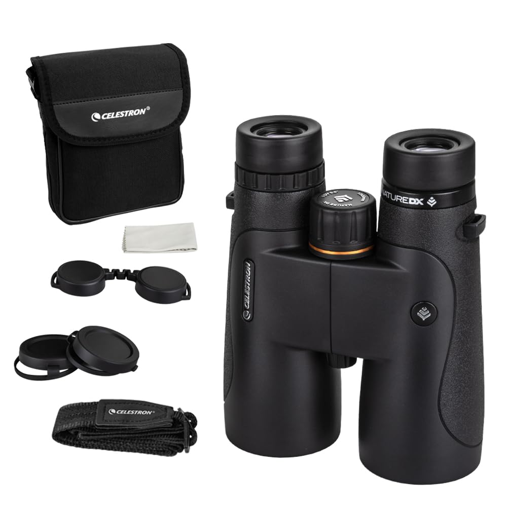 Celestron 72325 Nature DX 10x50: prismáticos para Exteriores y para observar Aves, con Revestimiento múltiple Completo y prismas BaK-4, Carcasa revestida de Goma Resistente al Agua y el vaho