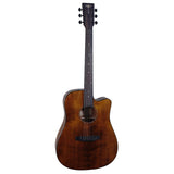 Tyma-D3E-RS - Guitarra de cuerdas de acero con pastilla integrada y diapasón de palisandro, incluye funda