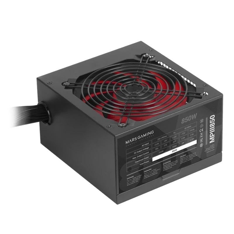 Fuente de alimentación 850W, 85% de eficiencia, diseño SMD silencioso, Ideal para potenciar Sistemas de Gaming y Aplicaciones de Alto Rendimiento.