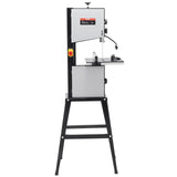 VEVOR 370 W Sierra de Cinta con Soporte de Mesa de Dos Velocidades de 506 RPM/920 RPM con Guía y Calibre de Inglete, Ancho de Garganta 245 mm, Altura de Corte de 160 mm para Carpintería, Aluminio