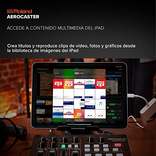 Sistema de livestreaming Roland AeroCaster VRC-01 — Potente solución de producción multicámara inalámbrica con interfaz de audio/controlador de hardware y completa app para iPad