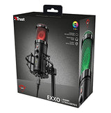 Trust Gaming GXT 256 Exxo Micrófono USB, Patrón Cardioide, con Filtro Pop, USB, RGB, Micrófono Streaming para Grabación, Podcasting, Radiodifusión, PC, PS4 y PS5 - Negro