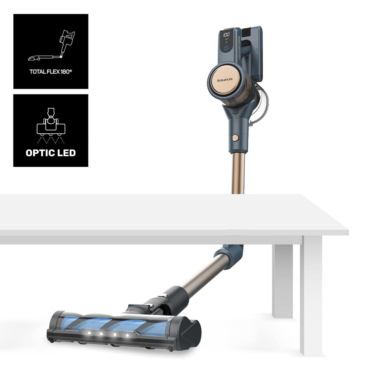 Taurus – Aspiradora Homeland Digital Animal Flex | 415W | 3 velocidades | Sin Cable | Batería 3h | 60min autonomía | Giro 180º | LED óptico | 2 Cepillos