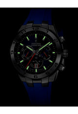 Festina Reloj Hombre F20671/1 Chrono Bike Caja de Acero Inoxidable 316l Plateado Correa de Caucho Azul