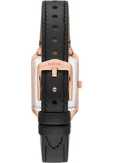 Fossil Raquel Reloj para Mujer, Movimiento de Cuarzo con Correa de Acero o Piel, Negro y Tono Oro Rosa, 23MM