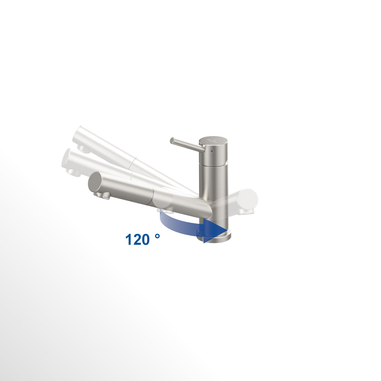 Villeroy & Boch Como Shower grifería de cocina, alta presión, grifo de cocina con rociador extraíble y radio de giro de 120°, grifo de fregadero de bajo consumo, altura del caño 120 mm, antracita