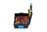 GEDORE Caja de herramientas VDE HYBRID, Juego de 53 piezas, Llena, Herramientas para electricistas, Caja de plástico, Aislamiento VDE, 1100-1094