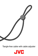 JVC HA-EC25W-B-U. Auriculares Deportivos con Ajuste Seguro y cómodo. hasta 6,5 Horas de batería. Resistente al Sudor. Cable antienredos. Bluetooth. Color Negro