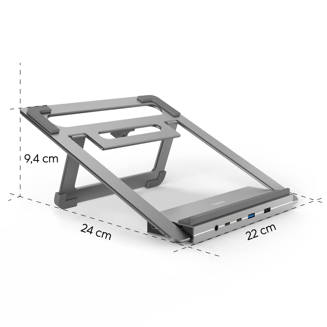 Hama | Docking Station USB-C 12 en 1 (12 Puertos, Max. Resolución: 4k, USB-A, USB-C, Ethernet, Audio 3.5mm) Gris