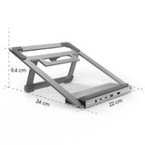 Hama | Docking Station USB-C 12 en 1 (12 Puertos, Max. Resolución: 4k, USB-A, USB-C, Ethernet, Audio 3.5mm) Gris