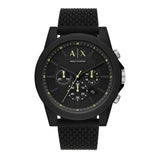 Armani Exchange Reloj hombre, movimiento cuarzo cronógrafo y caja 44mm con correa silicona