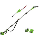 Greenworks G40PSHK2 2/1 Sierra y Cortasetos Pértiga a Batería, Cuchillas renovadas, Barra 20 cm, 51 cm, Cuchillas Doble Acción, Batería 40 V 2 Ah y Cargador