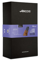 Arcos Set Cuchillos 5 piezas Acero Inoxidable Nitrum. Cuchillo Cocina Profesional Afilado para Cortar Carne. Mango Ergonómico Polioximetileno POM. Serie Opera. Diseño Clásico. Color Negro.