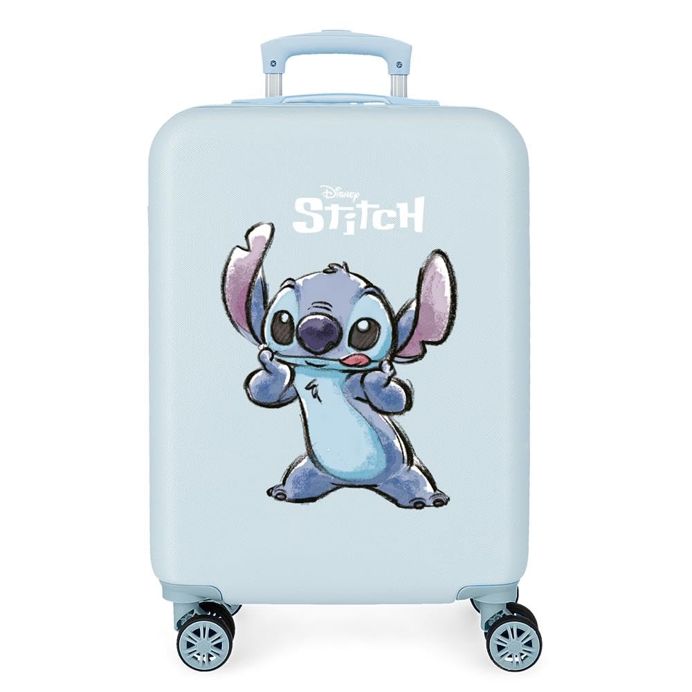 Disney Stitch Naughty Make a Face Maleta de Cabina Azul 38x55x20 cms Rígida ABS Cierre de combinación Lateral 34L 2 kgs 4 Ruedas Dobles Equipaje Mano