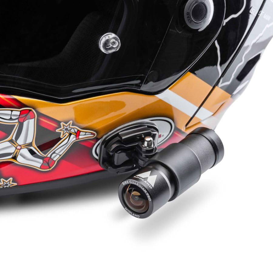 Midland - Bike Guardian PRO, Dashcam y Cámara Acción Moto 2K, Cámara Coche Grabadora y Moto con Sensor Sony, Estabilización Avanzada, Impermeable IP65, Streaming en Vivo, 2H Autonomía, Accesorios Moto