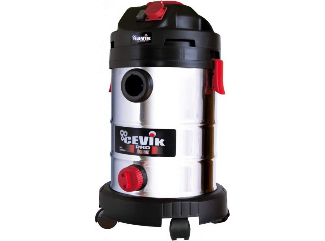 Cevik PRO30XT - Aspirador sólidos y líquidos (ruedas, 1400 W, 230 V) color gris metalizado