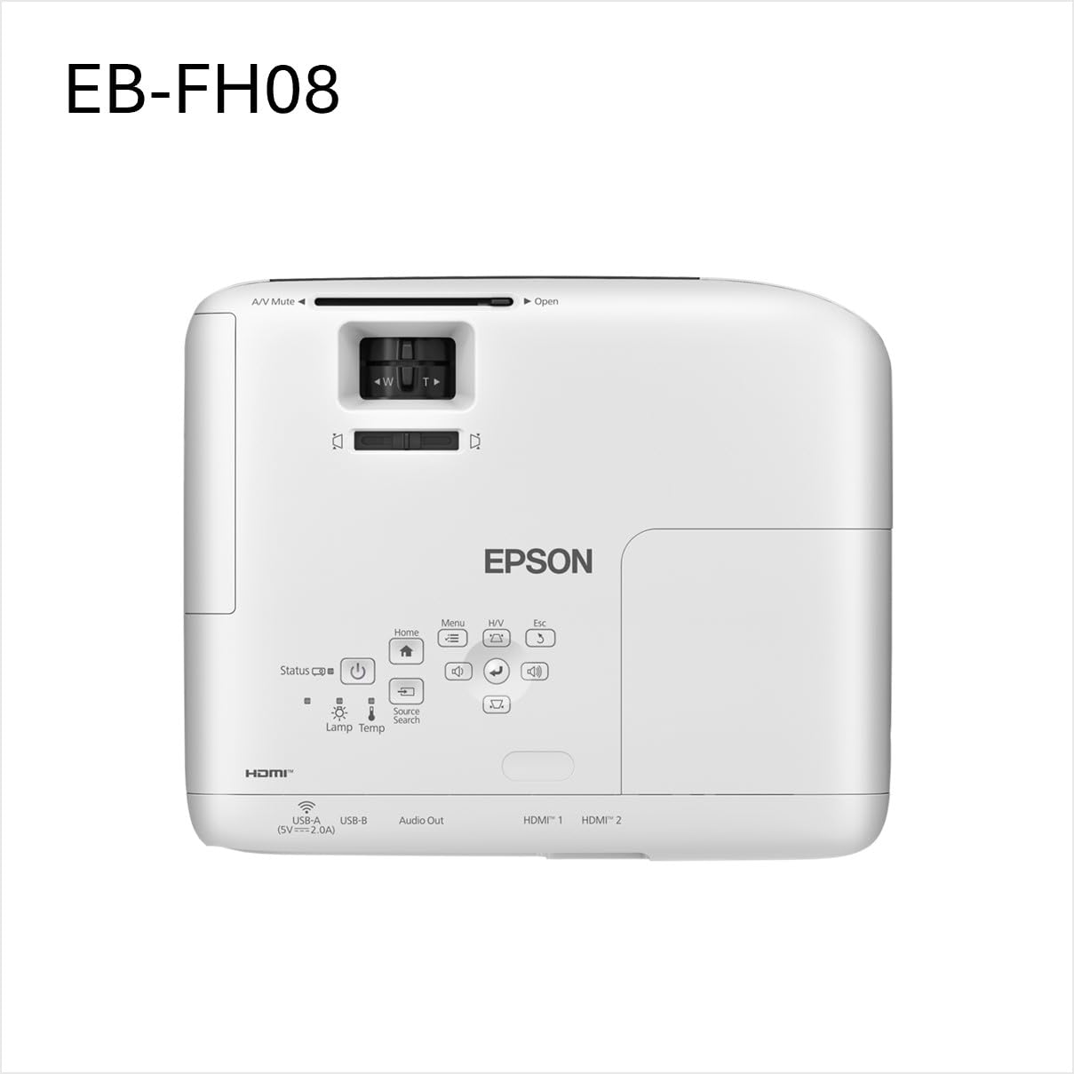 Proyector EB-FH08 Full HD con lámpara, 2 puertos HDMI, impresionantes tamaños de imagen sobre pantallas de hasta 337″ y 3600 lúmenes de luminosidad