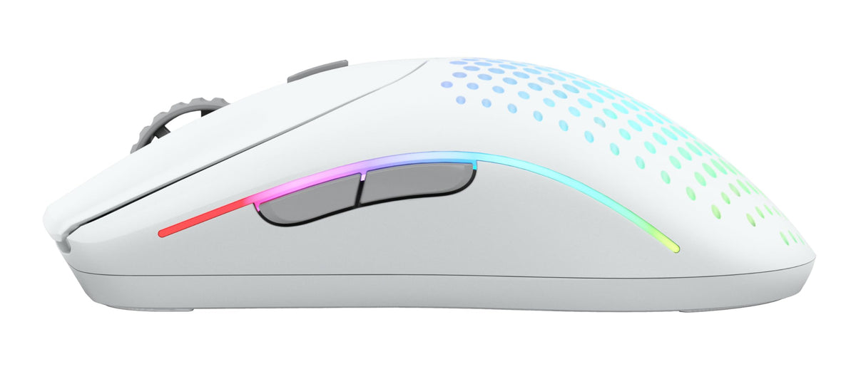 Glorious Gaming Model O 2 Wireless Ratón gaming inalámbrico - Híbrido 2,4 GHz y Bluetooth, 68g superligero, gran batería, sensor PPP 26K, RGB, ambidiestro, 6 botones, deslizadores de PTFE - Blanco