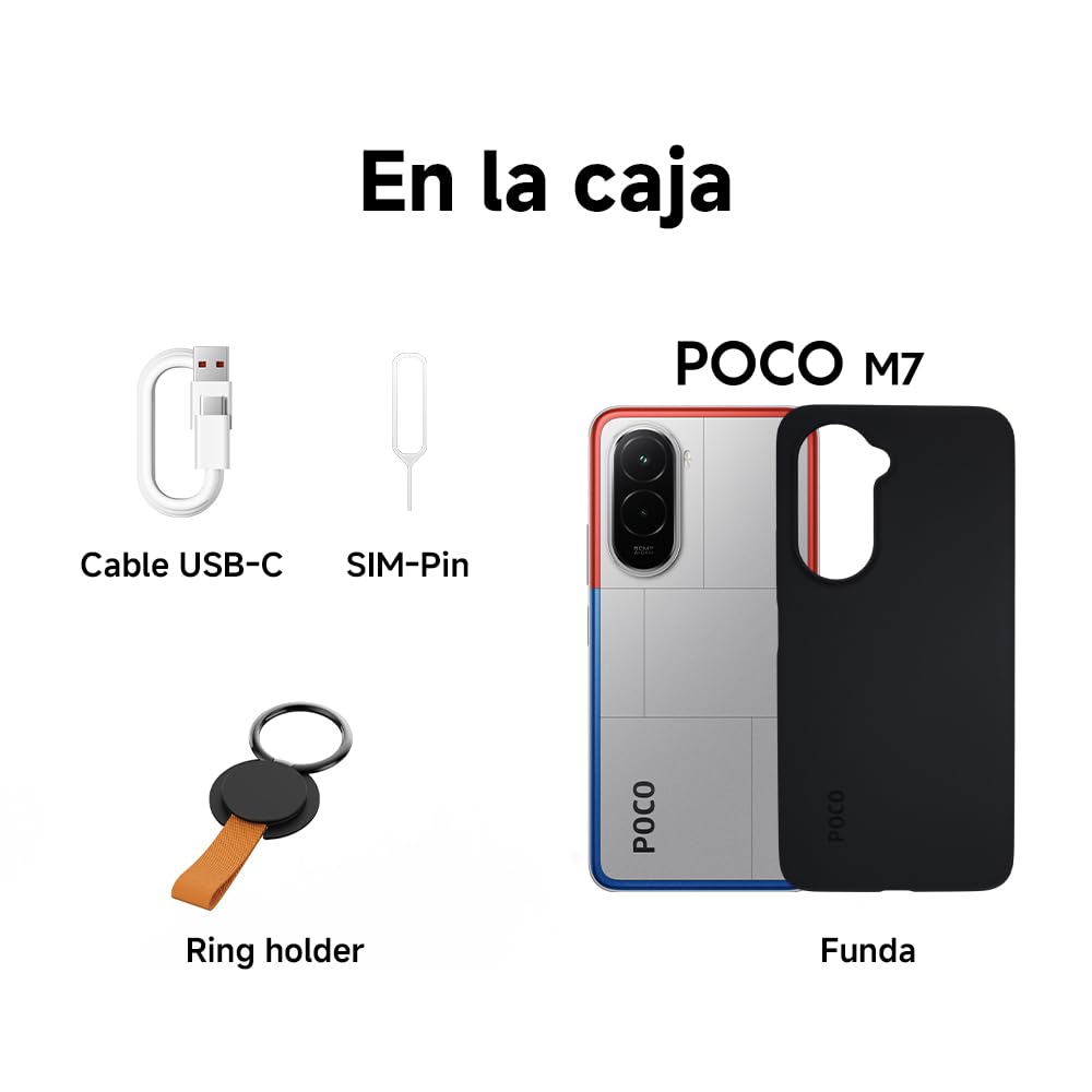XIAOMI POCO M7 - Smartphone de 6+128GB, Cámara Dual de 50MP con AI, Pantalla inmersiva de 6,9” FHD+, Snapdragon 685, Carga rápida de 33W y Reversible de 18W, Cargador no Incluido, Azul (Versión ES)