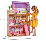KidKraft Casa de muñecas de Madera Kayla con Muebles y Accesorios incluidos, Casita de Juguete con balcón para muñecas de 30 cm, Juguetes niños y niñas Desde 3 años (65092) Exclusivo en Amazon