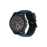 Armani Exchange Reloj Hombre, Movimiento cronógrafo, 47mm Caja de silicona azul con correa de silicona, AX1335
