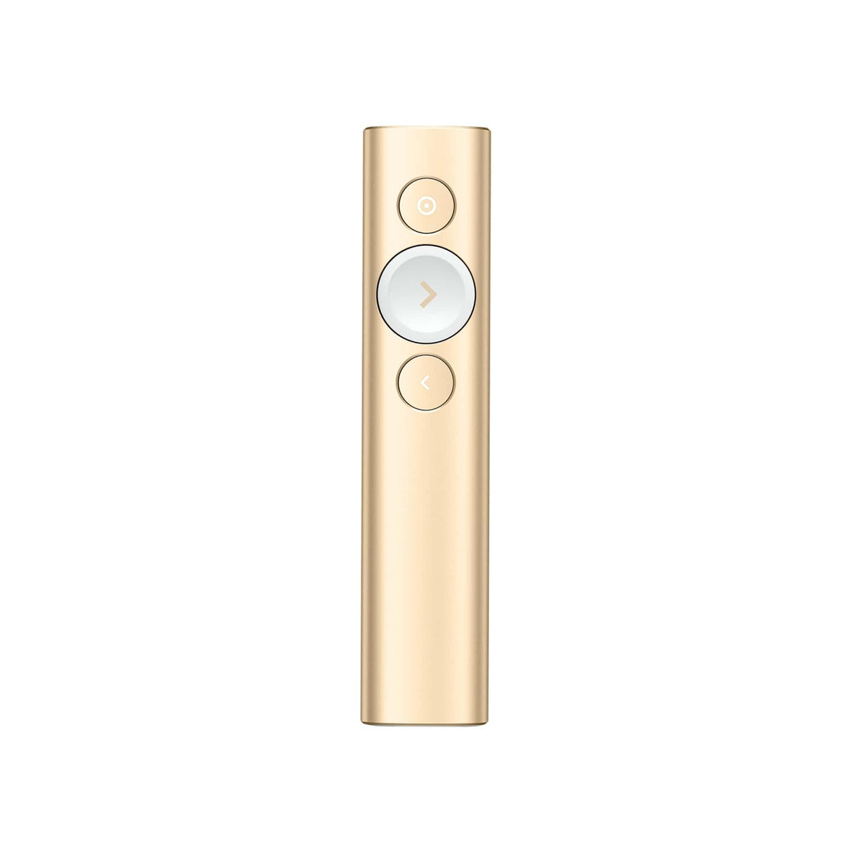 Logitech Spotlight Presentador Inalámbrico, 2.4 GHz y Bluetooth, Receptor USB, Puntero Láser Digital, Distancia de 30 Metros, Cronometro, PC/Mac/Android/iOS, Dorado/Blanco