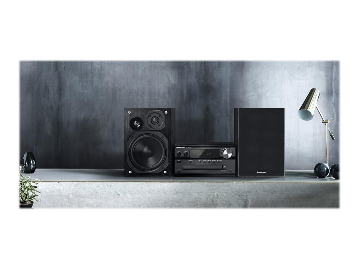Panasonic SC-PMX90 -Microcadena Con Altavoces de Bambú- (Hi- Fi, Sonido Hogar, 14 cm Woofer, 1.9 cm Silk Dome Tweeter, 1.5 cm Piezo Twitter, Bluetooth, USB Dual, Radio FM, AUX 3.5 mm)- Negro