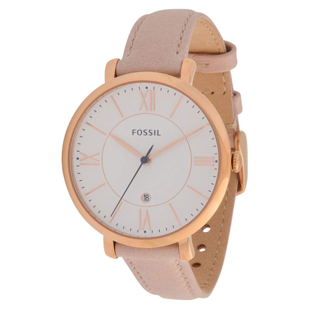 Fossil Jacqueline Reloj para mujer, movimiento de cuarzo con correa de acero o piel, Tono rosa claro y oro rosa, 36MM