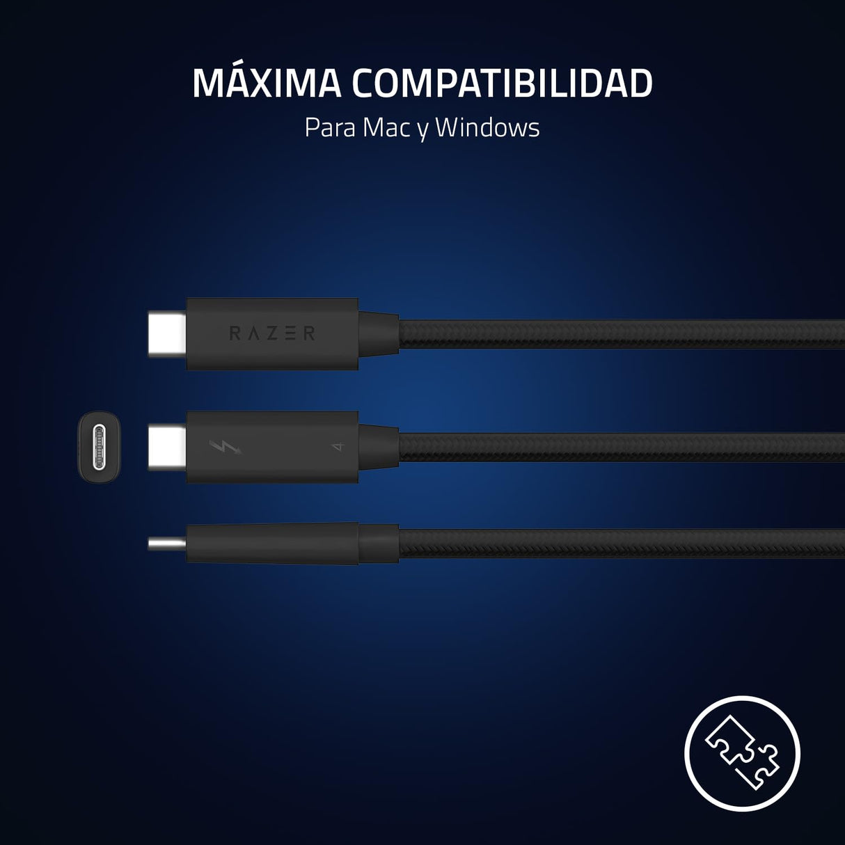 Razer Cable Thunderbolt 4 - Cable Thunderbolt de alto rendimiento (40 GB/s, resolución de hasta 8K, carga de 100W, compatible con Thunderbolt 3) Negro | 2.0M