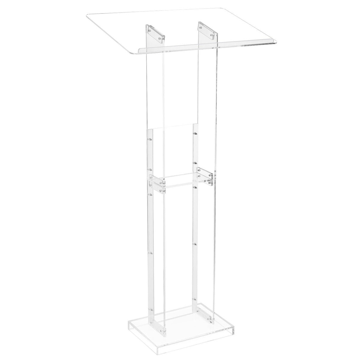 VEVOR Soporte de Podio de Acrílico Altura de 126,5 cm Atril de Pie Portátil con Superficie de Lectura 60 x 40 cm, Estante de Almacenamiento para Aulas, Bodas, Conferencias, Discursos, Conciertos