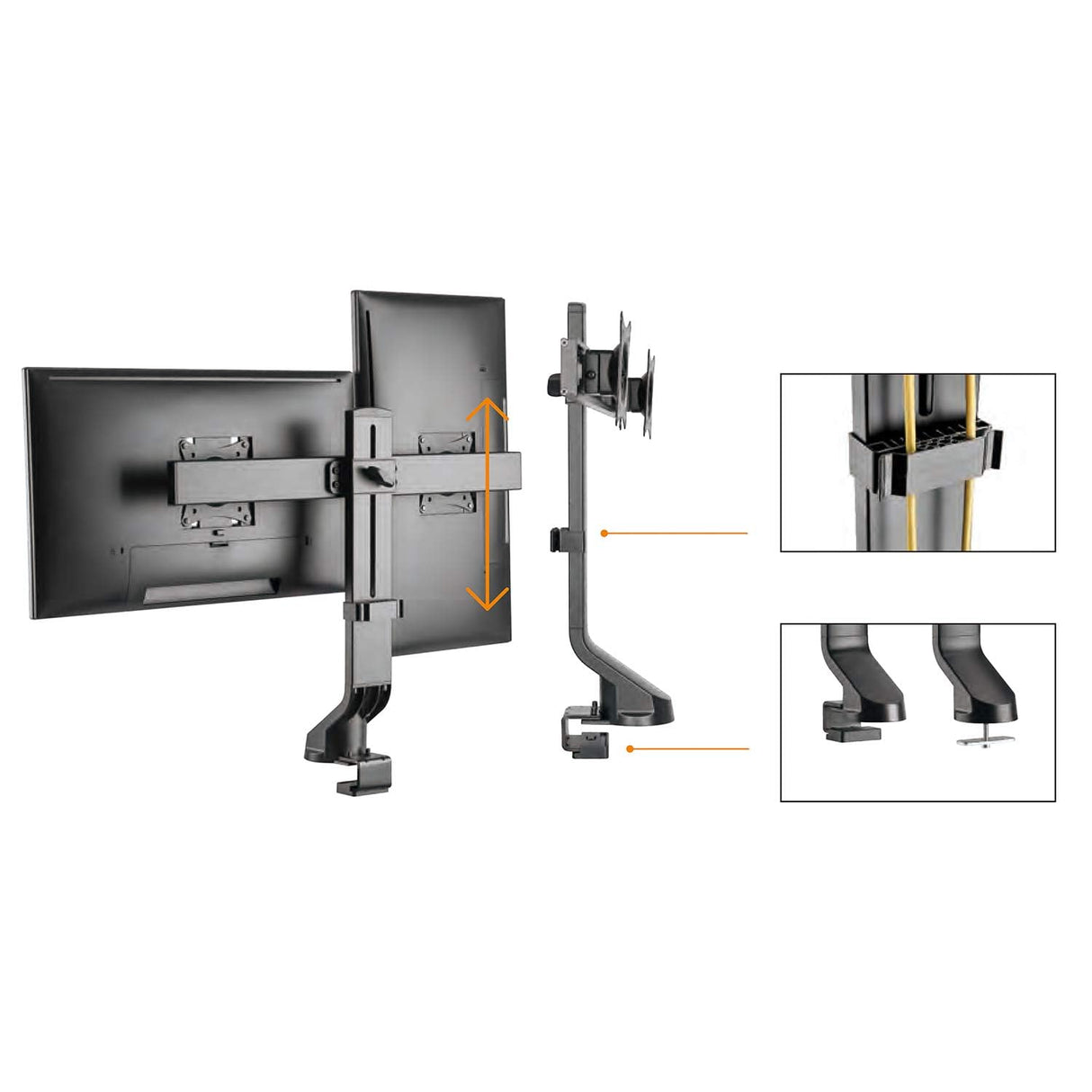 Soporte de Escritorio Dual para Pantalla con gestión de Cables Maclean Brackets MC-854