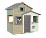 Smoby- Casita Infantil EVO Friends House Smoby Life- Extra Espaciosa, Material Reciclado (50%), Puerta de Entrada, contraventanas, Resistente a los Rayos UV, A Partir de 2 años (7600810205)