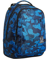 Invicta Mochila con Ruedas Desmontables + Carro, CAMO SQUARED, Azul Camu - Mochila 3 en 1, Trolley Escolar con Carro, Crossover System - Bolso Escolar Niños y Adolescentes - Doble Bolsillo Frontal