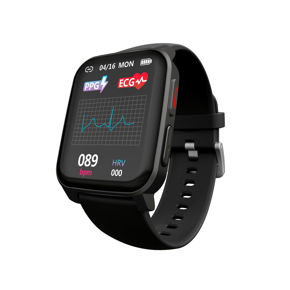 Techmade Smartwatch Tech Feel, ECG de un Solo Trazo, frecuencia cardíaca, oxigenación, Deporte, Monitor de sueño, notificación de Llamada, Compatible con iOS y Android (Black Case and Strap)