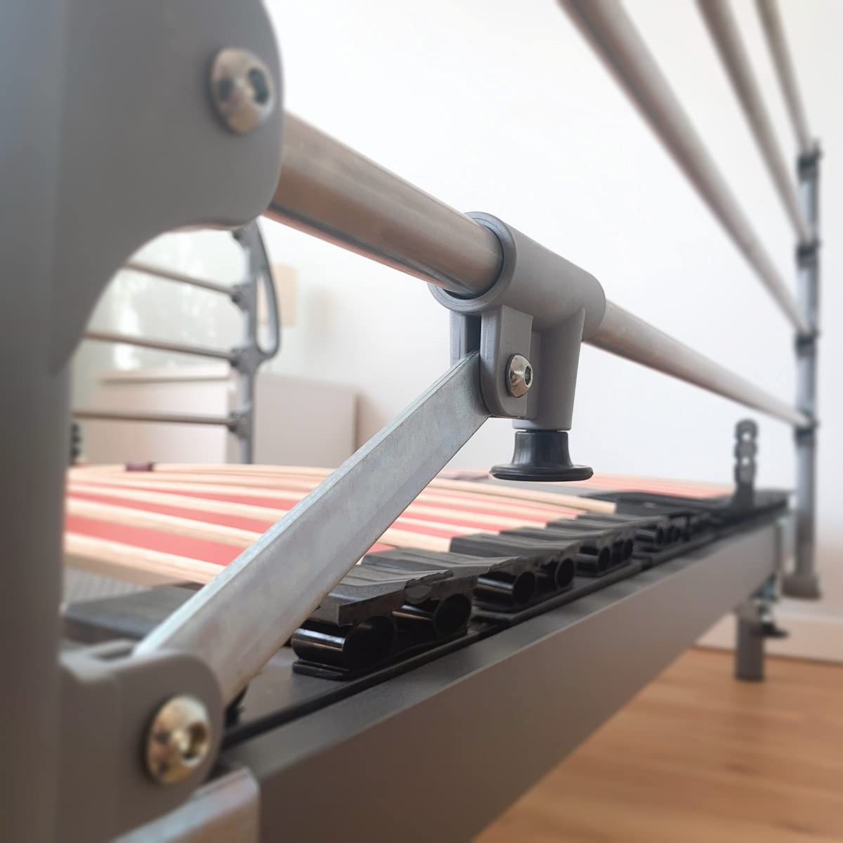 Somnia Descanso - Juego de Barandillas Metálicas Geriátricas Abatibles INOX Reforzadas para Cama Articulada con 4 Barras