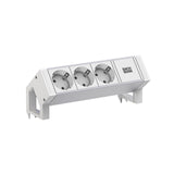 BACHMANN DESK2 GST18 RAL9010 - Caja de Aluminio (3 x CEE7/3, 0,2 m), Color Blanco