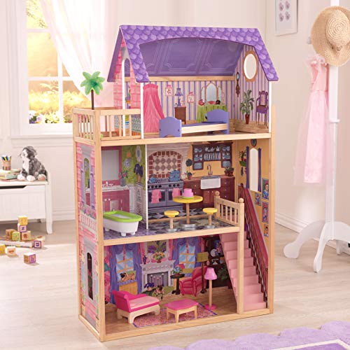KidKraft Casa de muñecas de Madera Kayla con Muebles y Accesorios incluidos, Casita de Juguete con balcón para muñecas de 30 cm, Juguetes niños y niñas Desde 3 años (65092) Exclusivo en Amazon