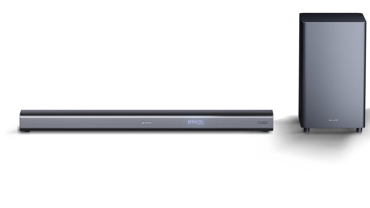 Sharp HT-SBW460, 3.1 Dolby Atmos, Barra de Sonido Envolvente Virtual 3D y subwoofer inalámbrico, Bluetooth, Experiencia 4K, HDMI ARC/CEC, Potencia máxima Total de Salida: 440w, Color Negro