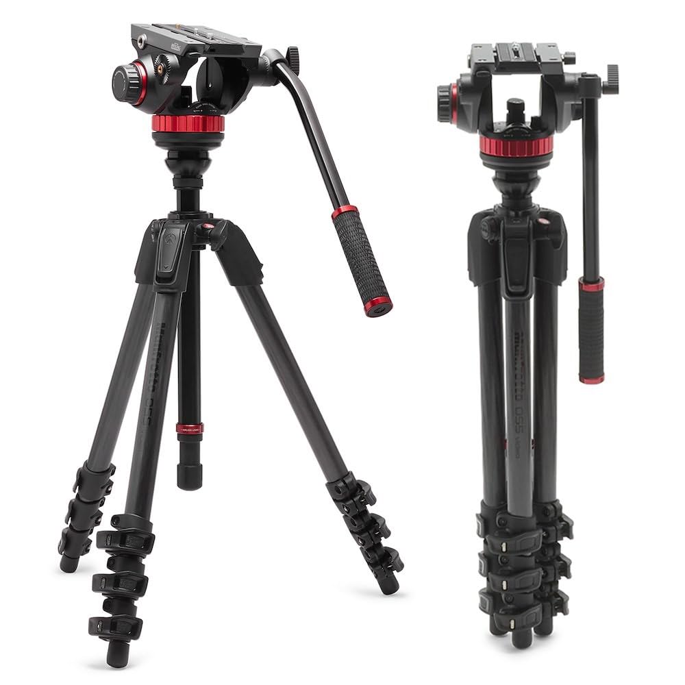 MANFROTTO Trépied vidéo en Carbone Avec rotule fluide à Base Plate Type 502 - MVK502055CXPROV