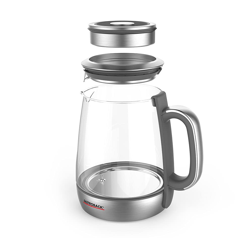 GASTROBACK 42440 Design Tee Automat Advanced Plus - Hervidor de agua y té automático (2 en 1), temporizador de 24 horas, filtro de té de acero inoxidable, recipiente de cristal de 1,5 litros, 2000 W
